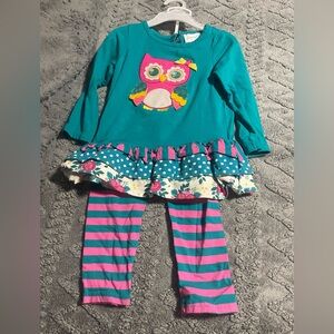 Teal and Pink Owl Kids Pajamas